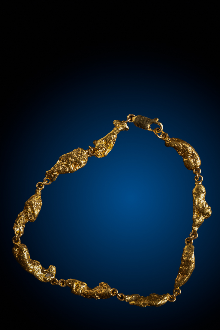 (image for) Unique, Gleaming Natural Gold Nugget Bracelet - Alaska - 23.0 grams